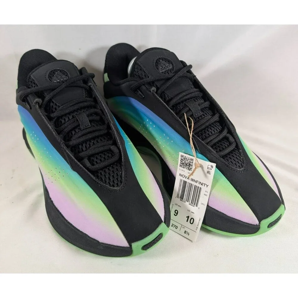 adidas Nova IIInfinity JR7601 Men’s 9 Black Lime Burst Pure Teal Sneakers NWT